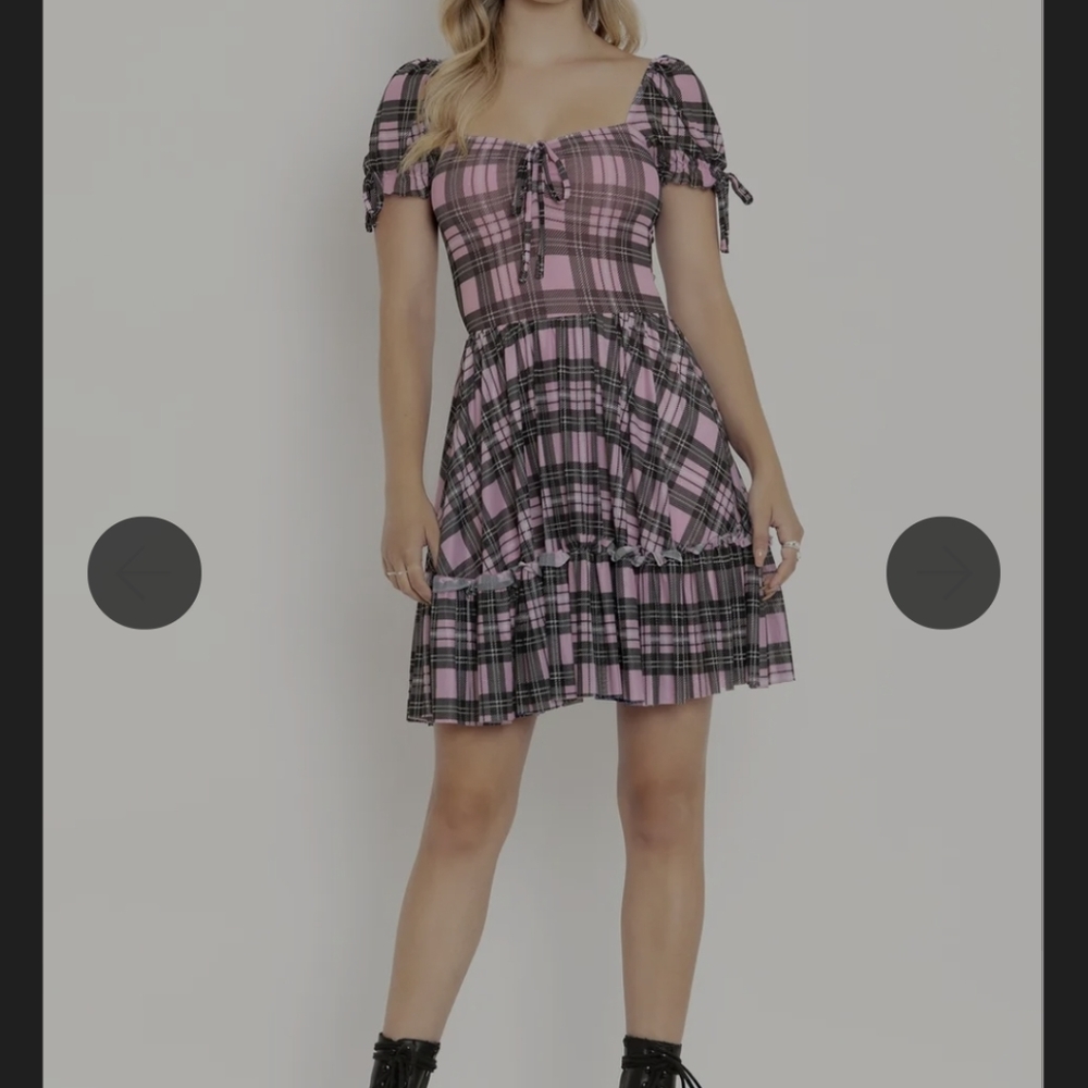 Pastel pink tartan dress blackmilk XL